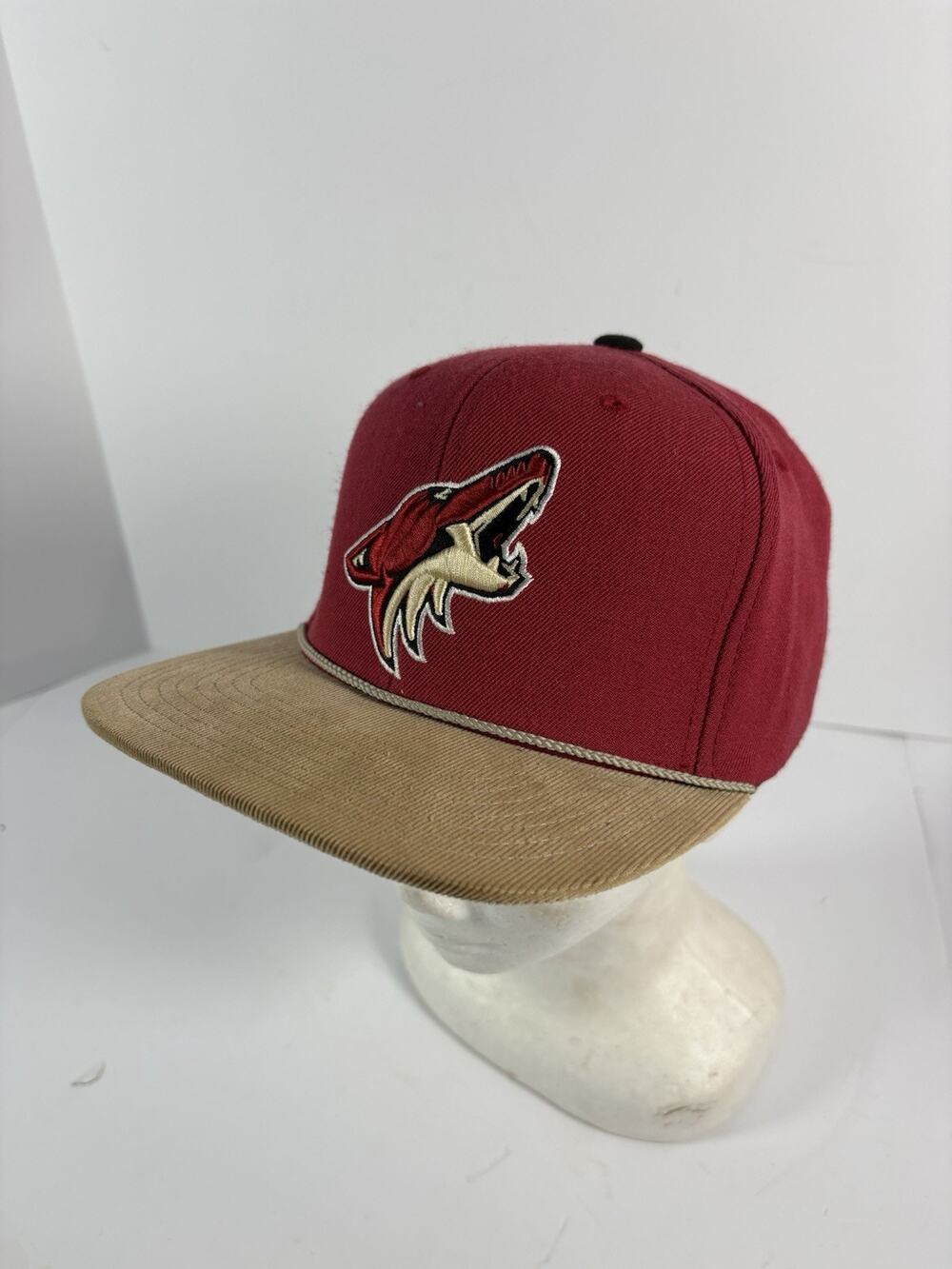 Mitchell & Ness Arizona Coyotes NHL Leather Strapback Hat Red Tan Adult Cap
